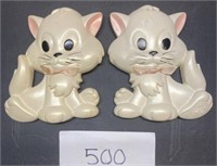 (2) Chalkware Kittens with Pink Bow Tie