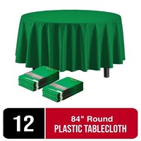 SM3662  Plastic 84" Round Tablecloth, 12 Emerald G