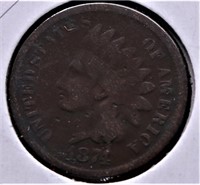1874  INDIAN HEAD CENT  VG