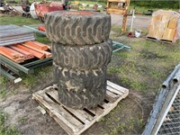 (4) Unknown Size Skidsteer Tires and Rims