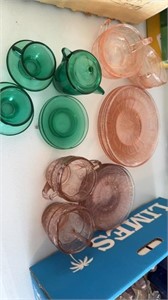 Green child’s and/ pink dishes