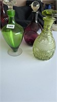 3 colorful decanters