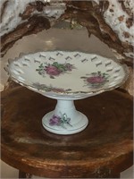 Ucagco Open Lace Rose Pedestal Candy Dish