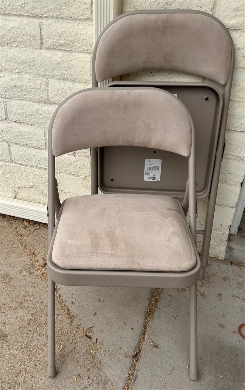 Metal & Suede Cushioned Folding Chairs