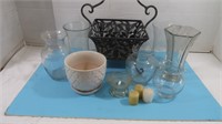 Clear Glass Vases, Planter, Decorative Metal