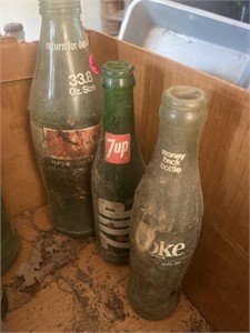 (3) vintage glass pop bottles