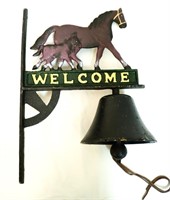 Cast iron Welcome bell w/ horse & colt