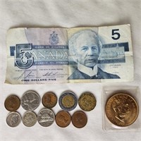 Foreign, Canadian Currency & 1883 Hawaii Coin