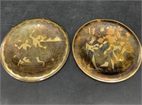 Lot of 2 Egyptian brass plates, 5.5"