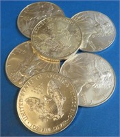 (6) Random Date US Silver Eagles