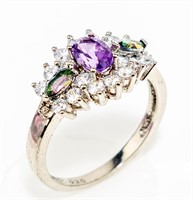 Jewelry Sterling Amethyst & Mystic Topaz Ring