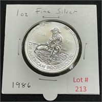 1986 "The American Prospector" 1 oz Fine Silver