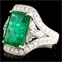 18K Gold Ring with 8.19ct Emerald & 1.68ctw Diam