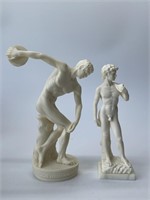 Discus Thrower and Statue Of David Marble Resin