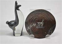 2pc Llama Silver Overlay Figure & Wall Plate 4"-6"