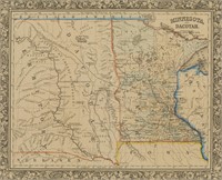 1860 Minnesota and Dacotah Territory Map