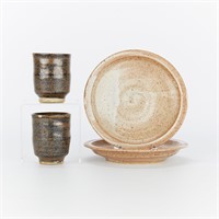 4 Warren MacKenzie Cups and Plates - Stamped