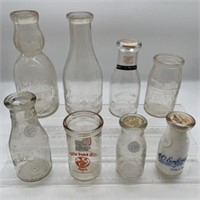 8 mostly central PA milk bottles and jars