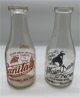 2 pyro quart milk bottles