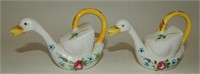 Hand-Painted Floral Geese Teapots