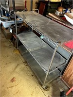 Metal Rack On Wheels. 18X48X40 In Tall.