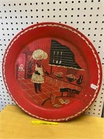 LARGE RED VINTAGE TRAY