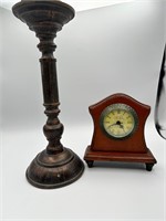 Tall Candlestick and Decorative Desk Clock