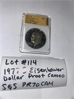 Lot#114) 1977S Eisenhower Dollar Proof Cameo 70CAM