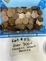 Lot#113) Over 300 Canadian wheat Pennies