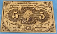 US fractional currency: 5 cents postage currency,