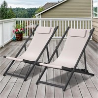 RICNOD Outdoor Patio Chairs  Set of 2  Beige.