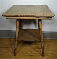 Antique Tiger Oak Lamp Table