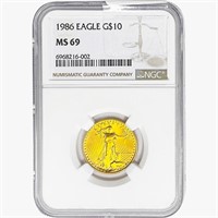 1986 $10 1/4oz. Gold Eagle NGC MS69