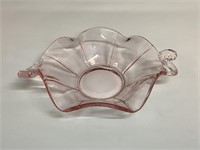 Fenton Koi Fish Handle Pink Glass Bowl
