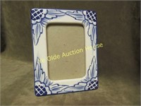Hand Painted Portugal Blue White Floral Photo Frae