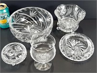 5 pièces en cristal PINWHEEL en très bon état, A-1