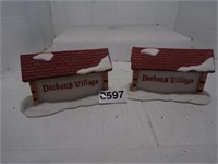 2 - Dickens Village porcelain signs