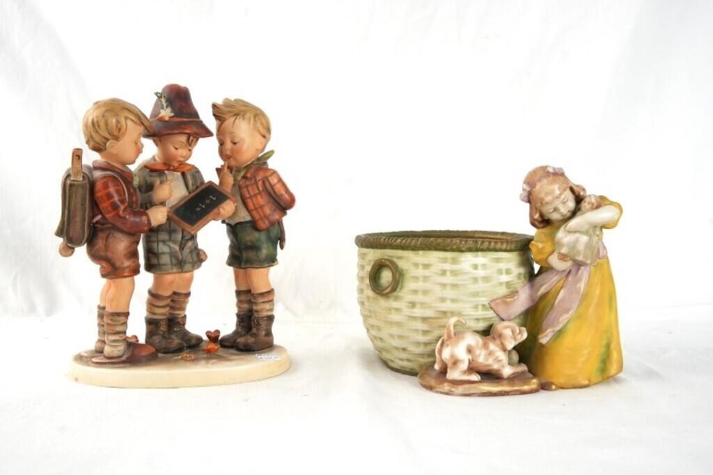 Hummel figurine and Amphora girl w doll