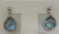 6ct Blue Topaz Earrings
