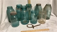 Vintage Ball Canning Jars (9), one Economy Glass