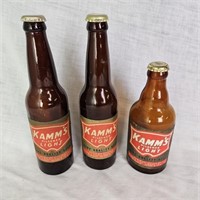 3 Mishawaka Kamm's Beer Bottles Empty