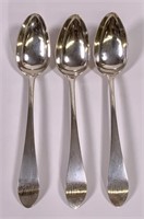 3 coin silver spoons, 192g, D. Hall, 9.25" long