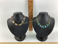 (2) vintage AB rhinestone necklaces