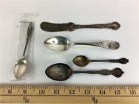 Sterling spoons & butter knife (5 pieces) 70