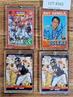 4 HAND-AUTOGRAPHED FOOTBALL TRADING CARDS