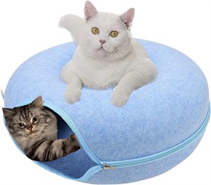 NEW $40 Blue Small Cat/Pet Tunnel Donut Bed