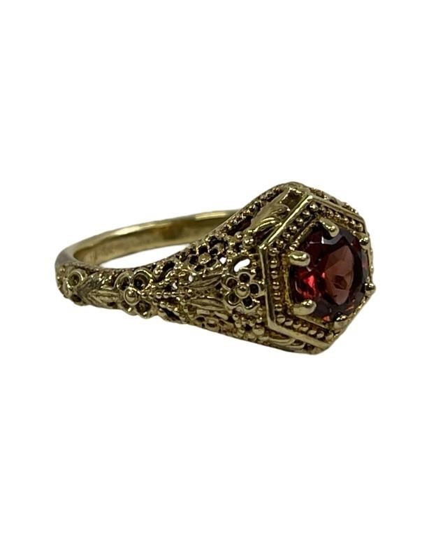 Gold Toned Garnet .925 Silver ring