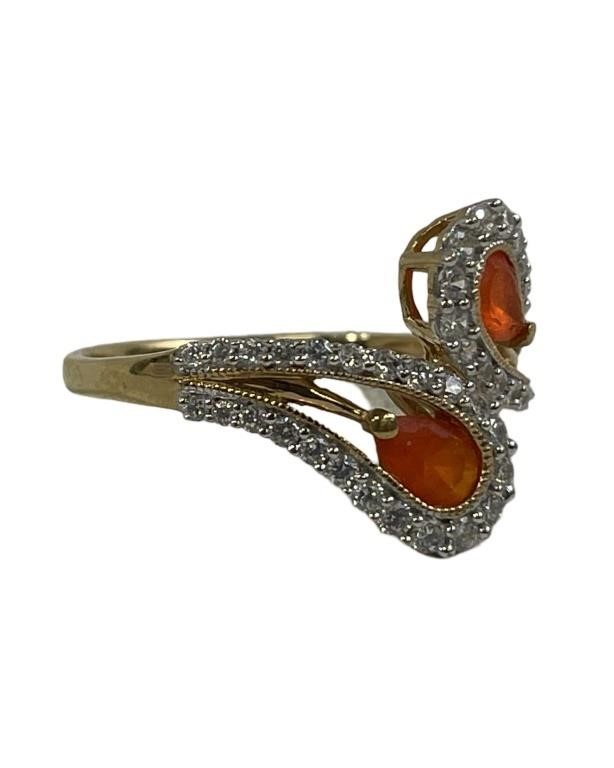 Ladies .925 Silver Gold Toned Gemstone Ring