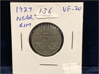 1927  Canadian Nickel  VF20