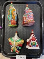 Four Christopher Radko Christmas Ornaments.